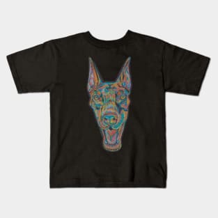 Colorful doberman dog head Kids T-Shirt